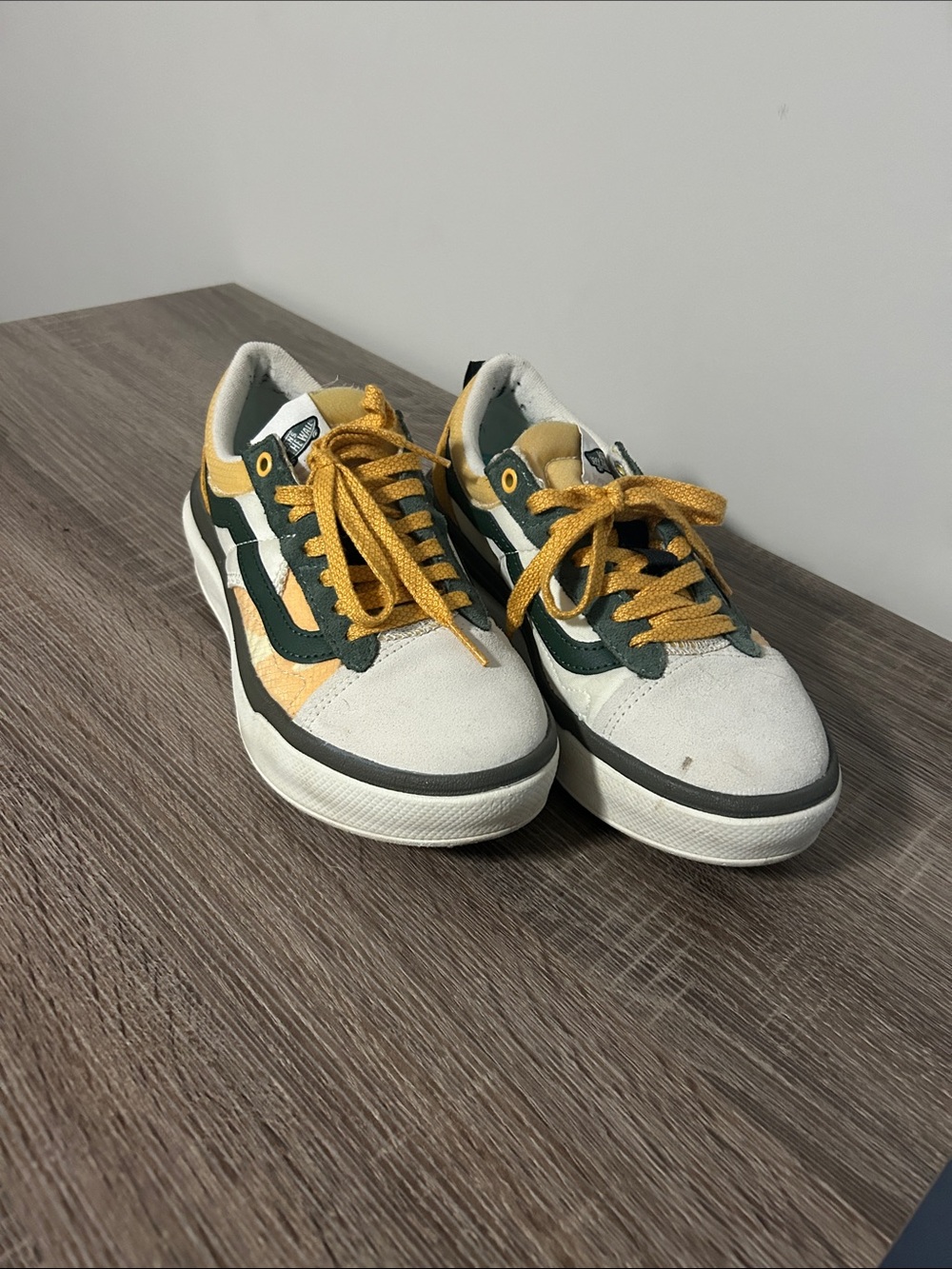 Women’s vans. White, Green & Mustard